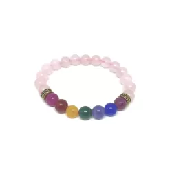 Rose Quartz 7 Chakra Bracelet