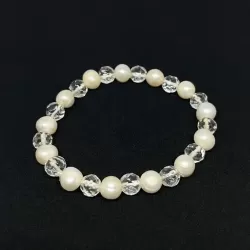 White Pearl & Crystal Bracelet 