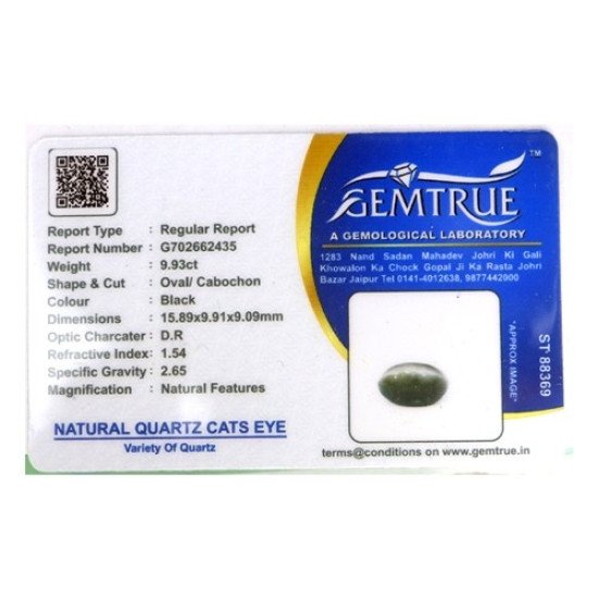 Black Quartz Cat's Eye 9.93 Carats